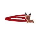Barrette à cheveux rouge en métal avec motif de renne de Noël 3D mignon en résine - Style Renne (12)