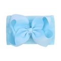 Detail shot of the light blue baby nylon headband featuring a large grosgrain bow texture - Light Blue (305-006)