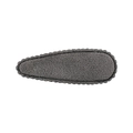 Cute dark grey plush fabric drop-shaped BB hair clip for girls with wavy scalloped edges - Gray (23)