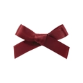 Deep red satin ribbon bow hair clip for girls with smooth glossy finish on white background - Burgundy