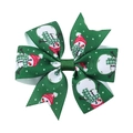 Fiocco di Natale in gros-grain verde scuro con stampe festive di pupazzi di neve e fiocchi - Stile Stampa Pupazzo Di Neve Verde (11)
