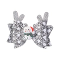 Nœud de Noël argenté à paillettes avec bonhomme de neige 3D et bois de renne - Nœud Bonhomme de Neige Coloré Argent (10)