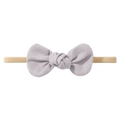 Grey linen bow baby headband with soft high-elastic nylon strap for infants - Gray Solid (13)