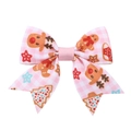 Fiocco per capelli natalizio rosa a quadretti con omino di pan di zenzero per bimbe - Stile Omino di Pan di Zenzero E Albero
