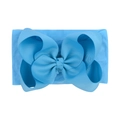 Light blue infant nylon headband featuring a large triple-layered ribbed texture bow - Light Blue (340-005)