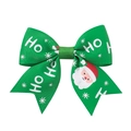 Fiocco per capelli natalizio verde con stampa Babbo Natale e scritta festiva HO HO - Stile Babbo Natale Verde E Testo HO