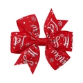 Fiocco rosso natalizio per capelli con stampa Let It Snow argento e fiocchi di neve - Stile Stampa Let It Snow Rosso (14)