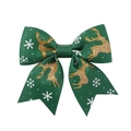 Fiocco natalizio verde con renne dorate glitterate e motivi a fiocchi di neve bianchi - Stile Verde Renna con Glitter Dorati