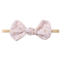 Infant nylon headband with a pink floral bow featuring delicate orange blossoms - Pink Print (16)
