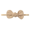 Light brown linen bow headband with soft high elasticity nylon band for infants - Light Brown Solid (17)