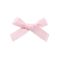 Pink satin ribbon bow hair clip with glossy texture and handmade craftsmanship for girls - Pink