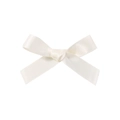 Mini cream white satin ribbon bow hair clip with polished silk texture for girls - Off White