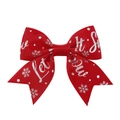 Fiocco per capelli natalizio rosso con stampa argento Let It Snow e fiocchi di neve - Stile di Testo Fiocco di Neve Rosso