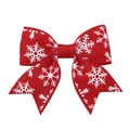 Fiocco per capelli rosso di Natale con fiocchi di neve in nastro di grosgrain - Stile di Stampa Fiocco di Neve Rosso
