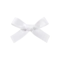 Mini white satin ribbon bow hair clip with a silky finish and classic handmade knot - White