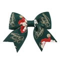 Fiocco per capelli natalizio verde scuro con stampa Babbo Natale e scritta Merry Christmas - Stile Babbo Natale Verde E Carattere Artistico