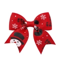 Fiocco natalizio rosso con stampe di pupazzo di neve e fiocchi di neve per bambine - Stile Pupazzo di Neve Rosso E Plaid