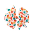White Thanksgiving bow hair clip with colorful autumn leaves and turkey print - White Base Colorful Leaves (25)
