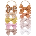 Detailed set of 10 baby headbands with assorted bows in pastel colors and patterns - Mixed Multicolor Style
