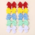 10-piece set of waffle fabric butterfly hair clips for girls in 5 macaron colors - Candy Tone Ten Pack (10CJ)