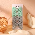 Detailed set of four mini bow hair clips in mint green and grey on display card - Mint Green And Gray Mixed Style (4)