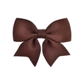 Grosgrain ribbon swallowtail hair bow clip for girls in dark brown coffee color - Dark Brown (3)