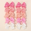 Set of 10 pink and white fabric bow hair clips for girls in waffle texture fabric - Pink White Gradient Ten (10O)