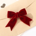 Elegant deep red velvet double-layered bow hair clip with chic fishtail ends for kids - Dark Red