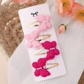 Detailed macro view of four butterfly hair clips with embroidery lace and white pearls - Light Pink Rose Red Combination (3)