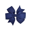 Handmade navy blue grosgrain ribbon bow hair clip with elegant swallowtail design - Navy Blue (1)