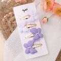 Détail de lot de 4 barrettes papillon en dentelle avec perles sur support décoratif - Combinaison Blanc Violet Clair (5)