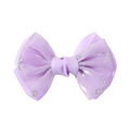 Fermaglio per capelli a doppio fiocco lavanda in raso con farfalle argentate glitterate - Viola Chiaro