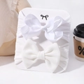 Set of two white baby bow headbands in ribbed and textured fabric on display card - White (18)