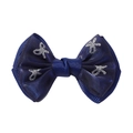 Barrette à nœud papillon bleu marine à double couche avec motifs pailletés argentés - Bleu marine