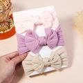 Lot de 3 bandeaux bébé avec nœud en rose, violet et beige avec texture torsadée - Tons Doux Lot de 3 (Sans Carton)