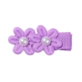 Cute light purple fabric flower hair clips with faux pearls for girls and toddlers - Light Purple