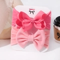 Two-pack baby bow headband set in rose pink ribbed fabric and light pink waffle knit style - Rose Pink And Light Pink (27)