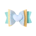 Fiocco per capelli glitterato per bambine con cuore di peluche azzurro al centro - Combinazione di Colori Blu (2)