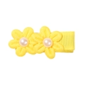 Cute yellow fabric flower hair clips with white pearls for girls and toddlers - Yellow