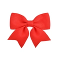 Vibrant red grosgrain ribbon bow hair clip for girls with elegant fishtail design - Red (12)