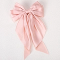Lazo para el pelo de satén rosa pálido con cintas largas estilo JK Lolita elegante - Rosa Claro
