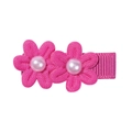 Fermaglio per capelli con fiori di stoffa rosa fatti a mano con perle per bambine - Rosa