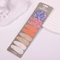 Lot de 10 barrettes BB en tissu fleuri et brodé sur carte de présentation - Ensemble de Broderie Bleu et Orange (6)