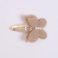 Pinza para el pelo de mariposa dorada para niñas con perlas y bordado brillante - Tostado