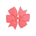 Barrette à cheveux nœud en ruban gros-grain rose corail pour filles avec coupe en V - Rose Corail (15)