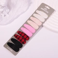 Lot de 10 barrettes BB en dentelle florale et tissu à carreaux sur carte - Ensemble de Broderie Plaid Noir et Rouge (10)
