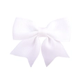 Classic white grosgrain ribbon hair bow clip for girls with elegant fishtail design - White (18)