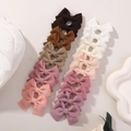 Set of 12 waffle fabric bow hair clips for girls in elegant Morandi color tones - Morandi Mix Twenty (20D)