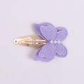 Pinza de pelo de mariposa lavanda hecha a mano con perlas y clip de metal dorado para niñas - Lavanda