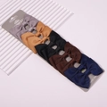 5-piece set of girls grosgrain ribbon bow hair clips in grey, brown, black, and navy - Dark Tones (6) - Large